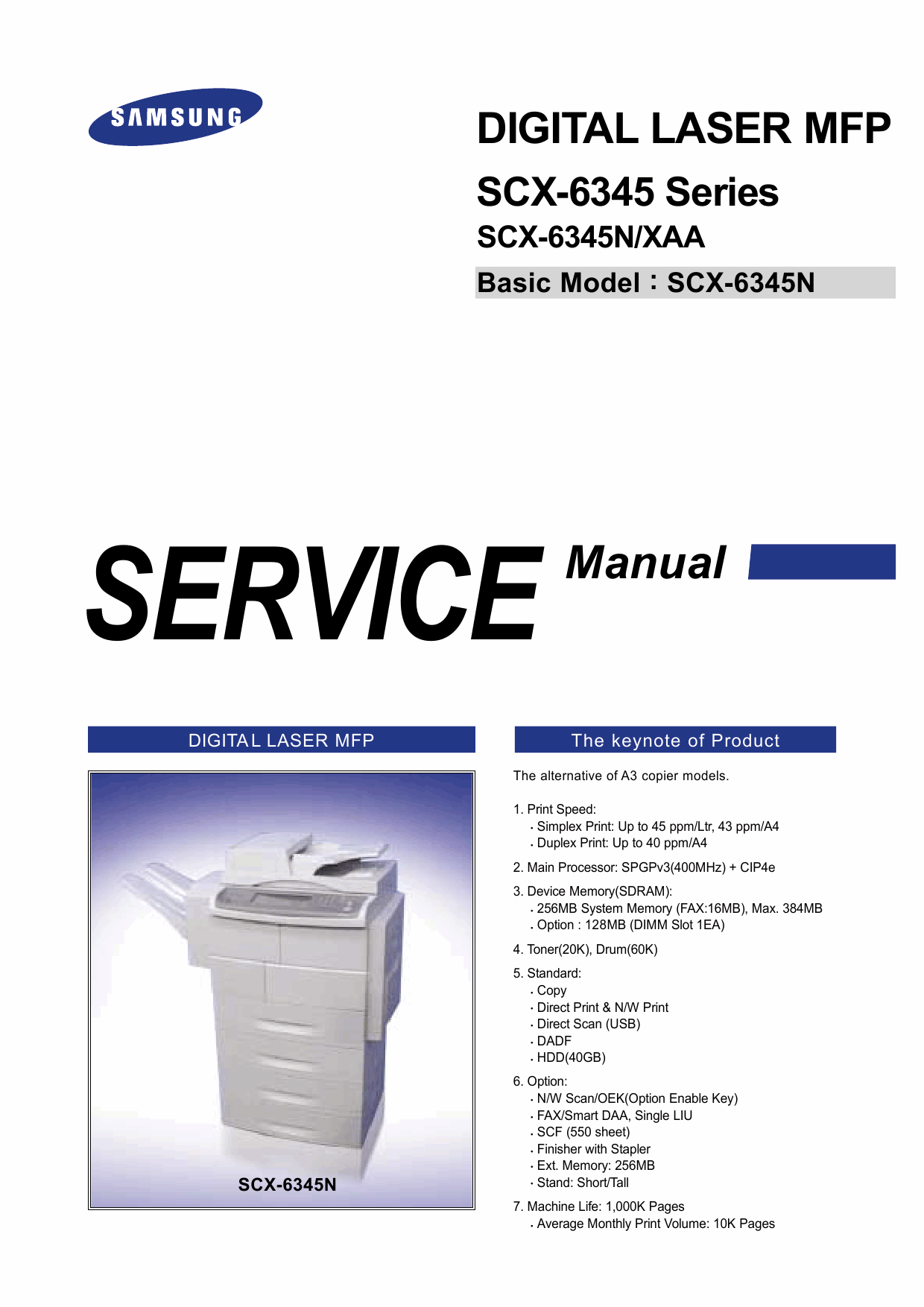 Samsung Digital-Laser-MFP SCX-6345N XAA Parts and Service Manual-1